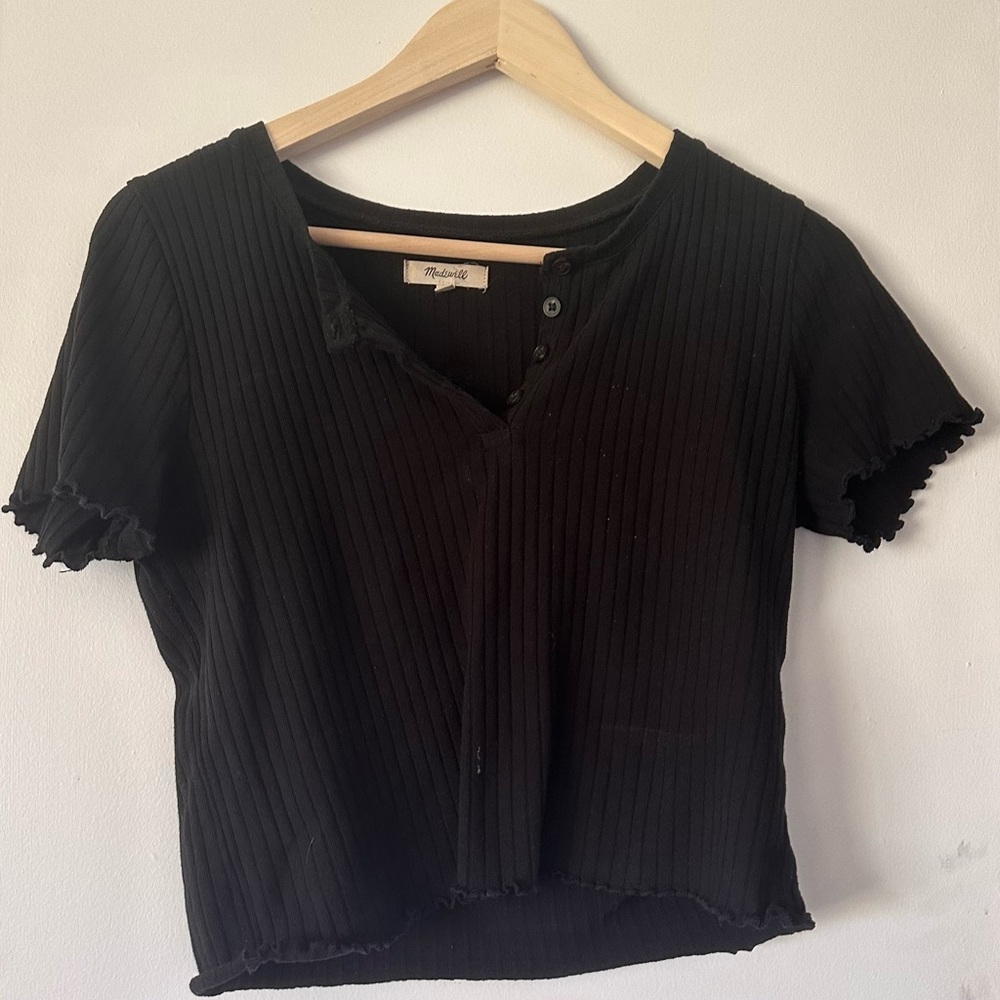 Madewell crop short sleeve Henley